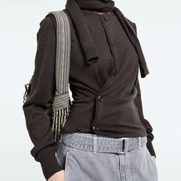 Lemaire - Twisted Cardigan With Scarf in Dark Cacao