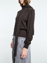 Lemaire - Twisted Cardigan With Scarf in Dark Cacao
