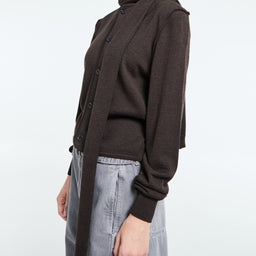 Lemaire - Twisted Cardigan With Scarf in Dark Cacao