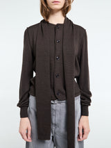 Lemaire - Twisted Cardigan With Scarf in Dark Cacao