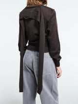 Lemaire - Twisted Cardigan With Scarf in Dark Cacao