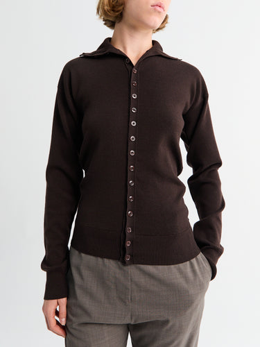 Lemaire - Buttoned Fitted Cardigan in Aubergine
