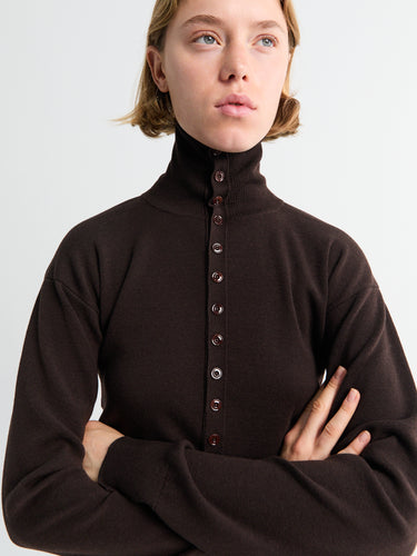 Lemaire - Buttoned Fitted Cardigan in Aubergine
