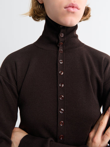 Lemaire - Buttoned Fitted Cardigan in Aubergine