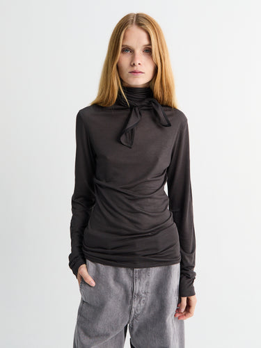Foulard Top with Patchs in Coal