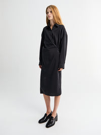 Lemaire - Straight Collar Twisted Dress in Black