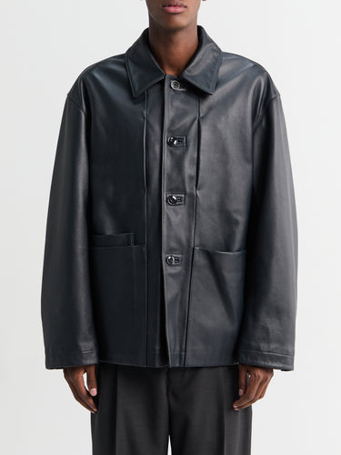 Lemaire - Leather Workwear Jacket in Asphalt