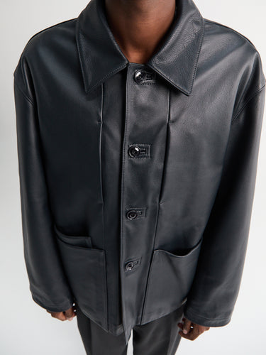 Lemaire - Leather Workwear Jacket in Asphalt