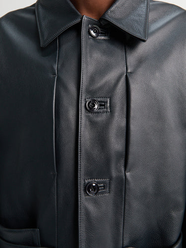 Lemaire - Leather Workwear Jacket in Asphalt
