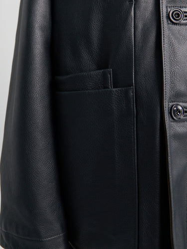 Lemaire - Leather Workwear Jacket in Asphalt