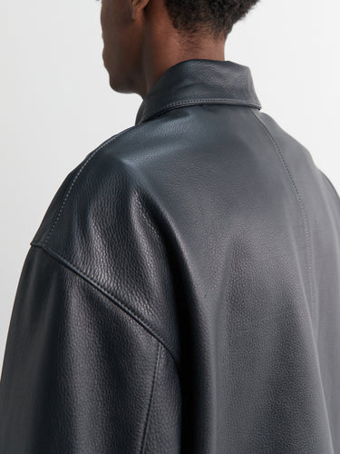Lemaire - Leather Workwear Jacket in Asphalt