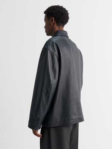 Lemaire - Leather Workwear Jacket in Asphalt