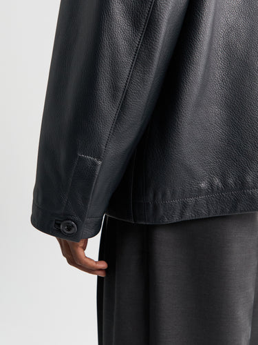 Lemaire - Leather Workwear Jacket in Asphalt