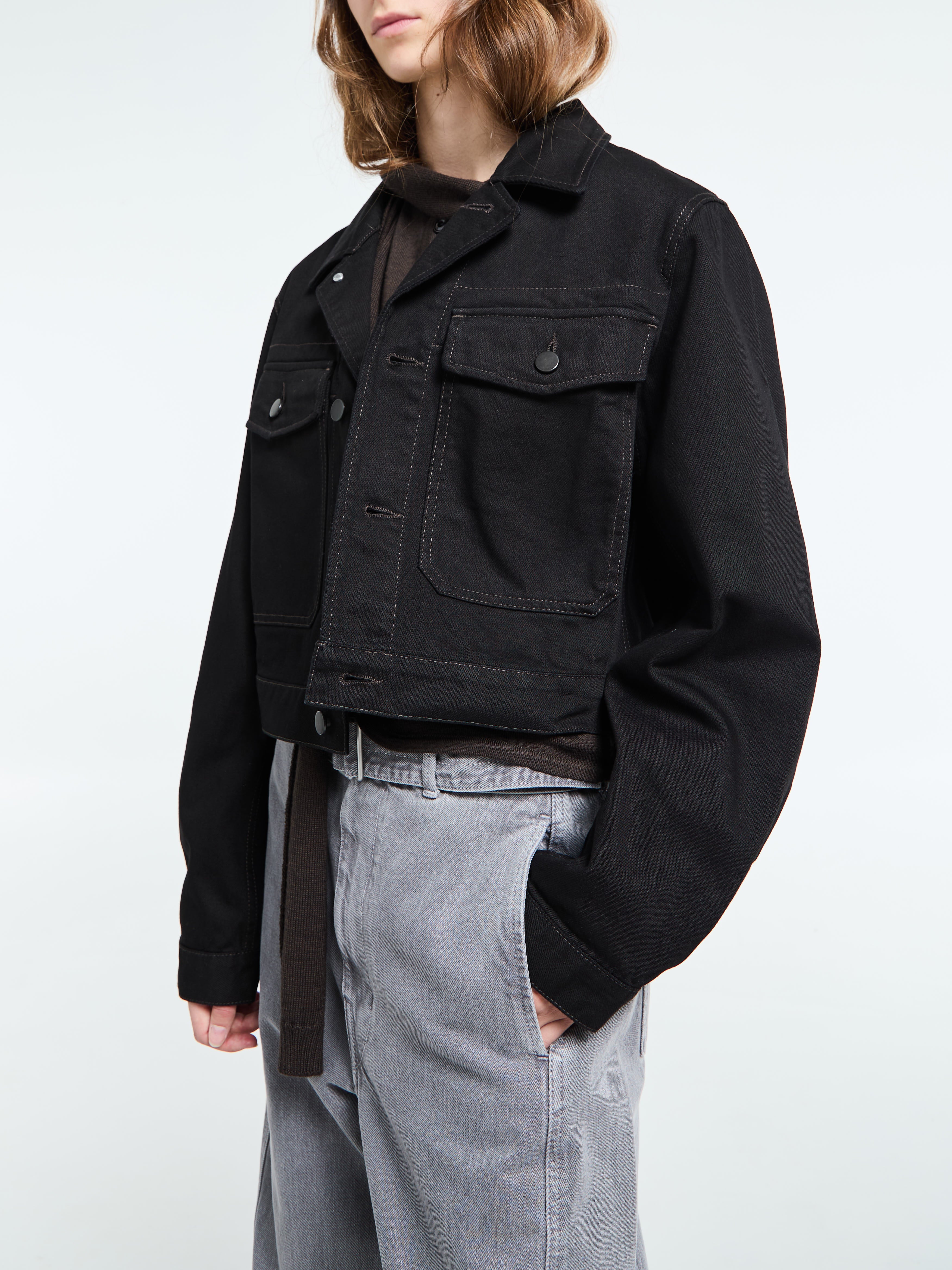 Cropped Blouson i Sort