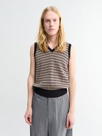 Lemaire - V Neck Jaquard Vest in Beige