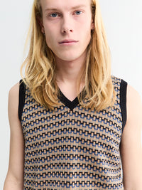 Lemaire - V Neck Jaquard Vest in Beige