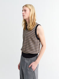 Lemaire - V Neck Jaquard Vest in Beige