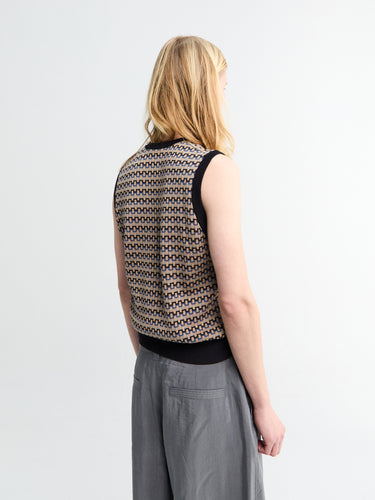 Lemaire - V Neck Jaquard Vest in Beige