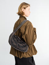 Lemaire - Fortune Croissant Filt Bag in Chevron Marron Glacé and Black