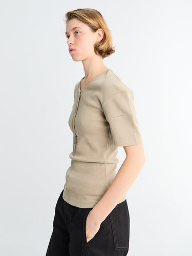Lemaire - Fitted Henley T-shirt in Sage