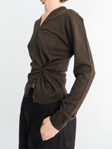 Lemaire - Twisted V Neck Cardigan in Dark Cacao