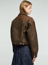 Levi's - Shrunken 90s Coated Trucker Jacket in Pay Day Trucker Brown
