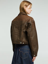 Levi's - Shrunken 90s Coated Trucker Jacket in Pay Day Trucker Brown