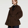 Lemaire - Short Bathrobe Duffle Coat with Contrast Stitch in Brown