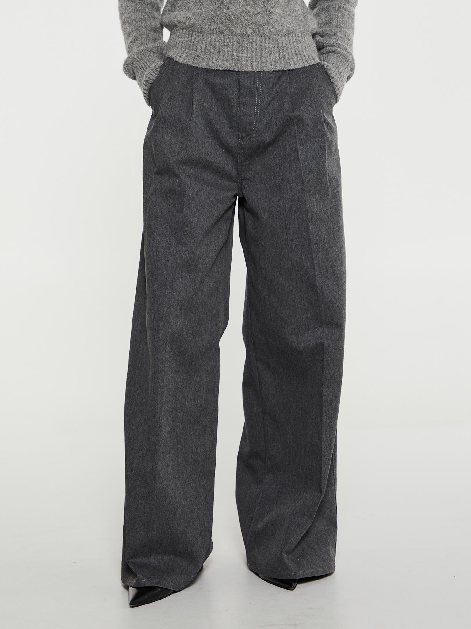 Maison Margiela - Women's Pleated Trousers in Grey Melange