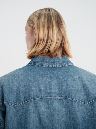 Maison Margiela - Long-Sleeved Shirt in Old Blue + Spots