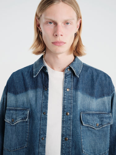 Maison Margiela - Long-Sleeved Shirt in Old Blue + Spots