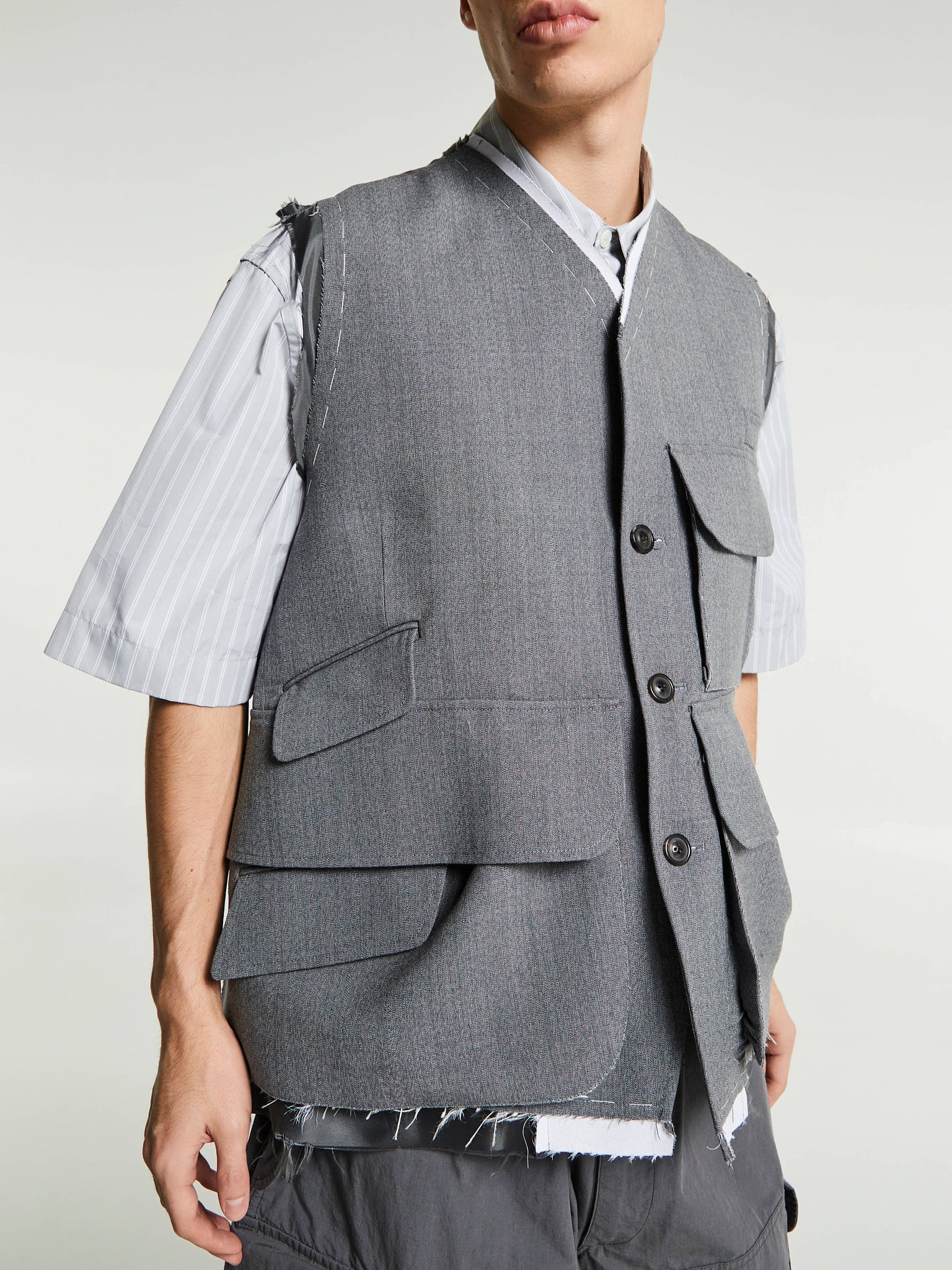 Maison Margiela - Sleeveless Wool Jacket in Grey Melange