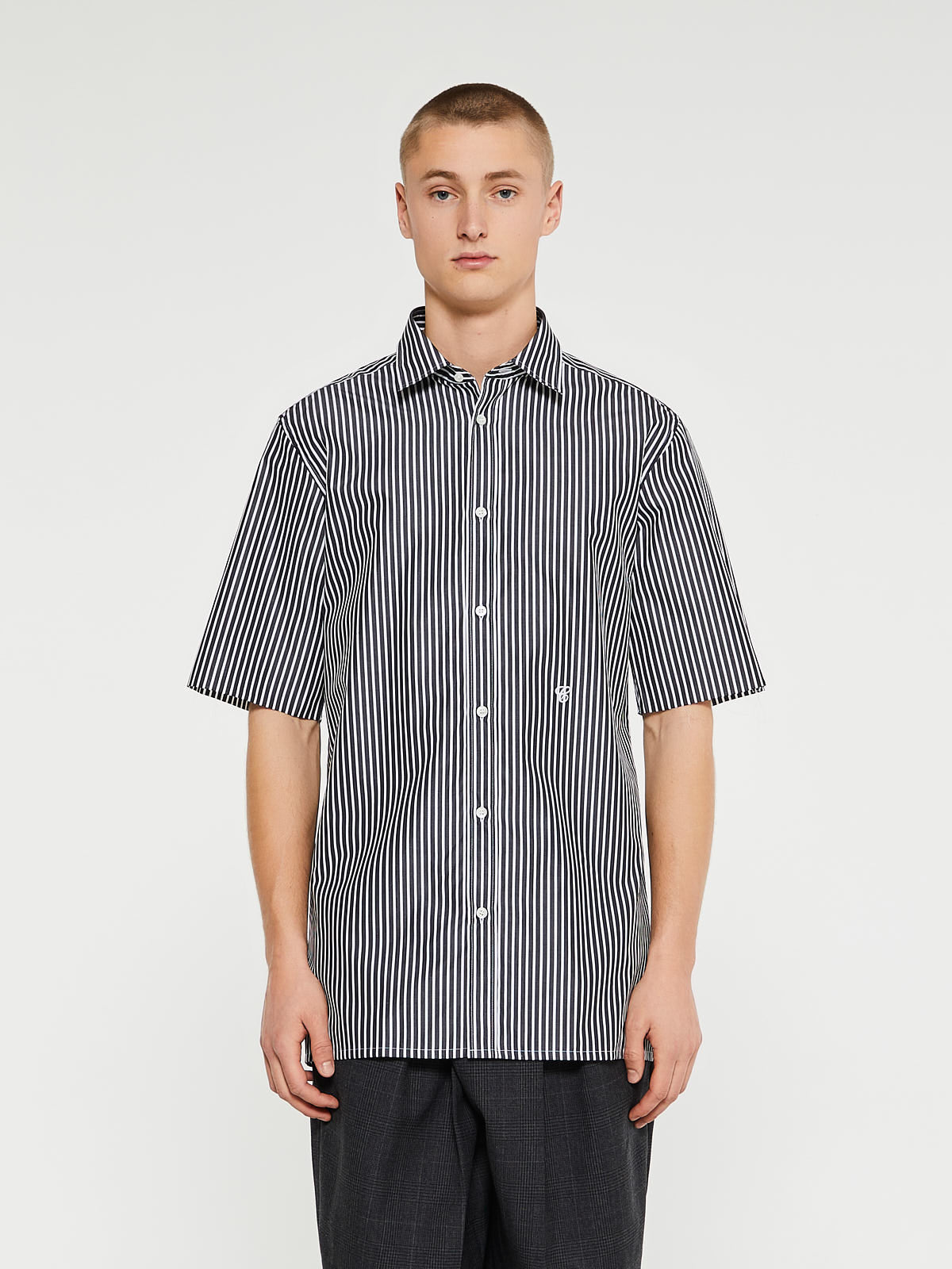 C Striped Shirt in Black and White