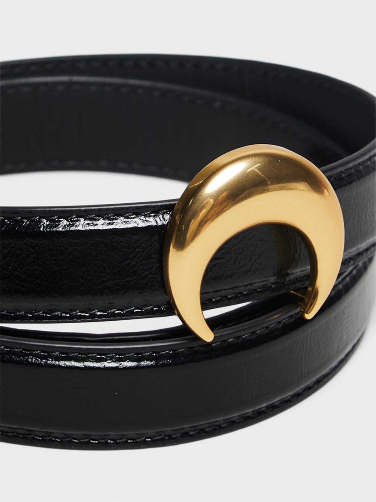 Recycled Leather Buckle Belt in Black
