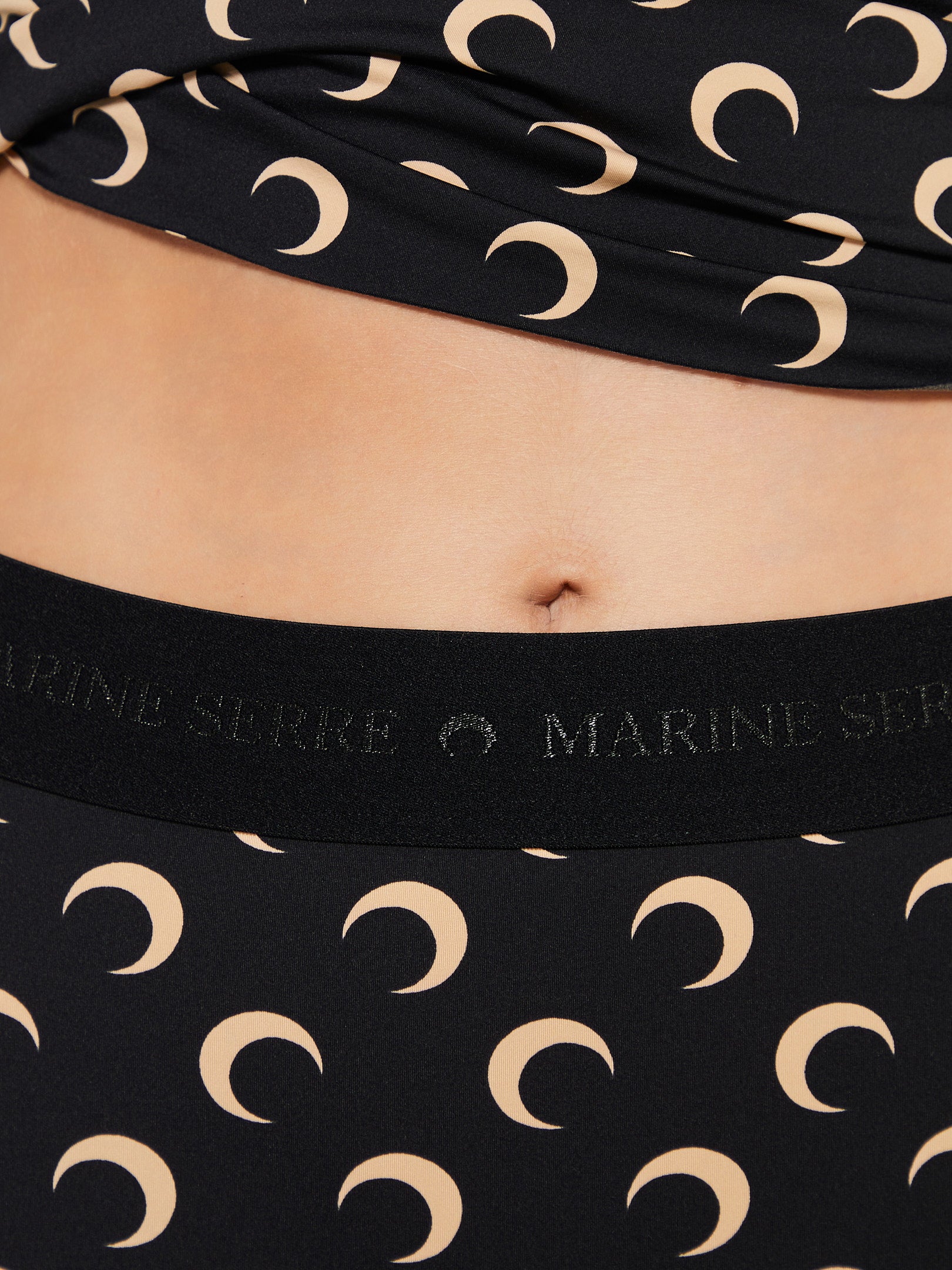 Marine Serre - Regenerated All Over Moon Jersey Leggings in Black