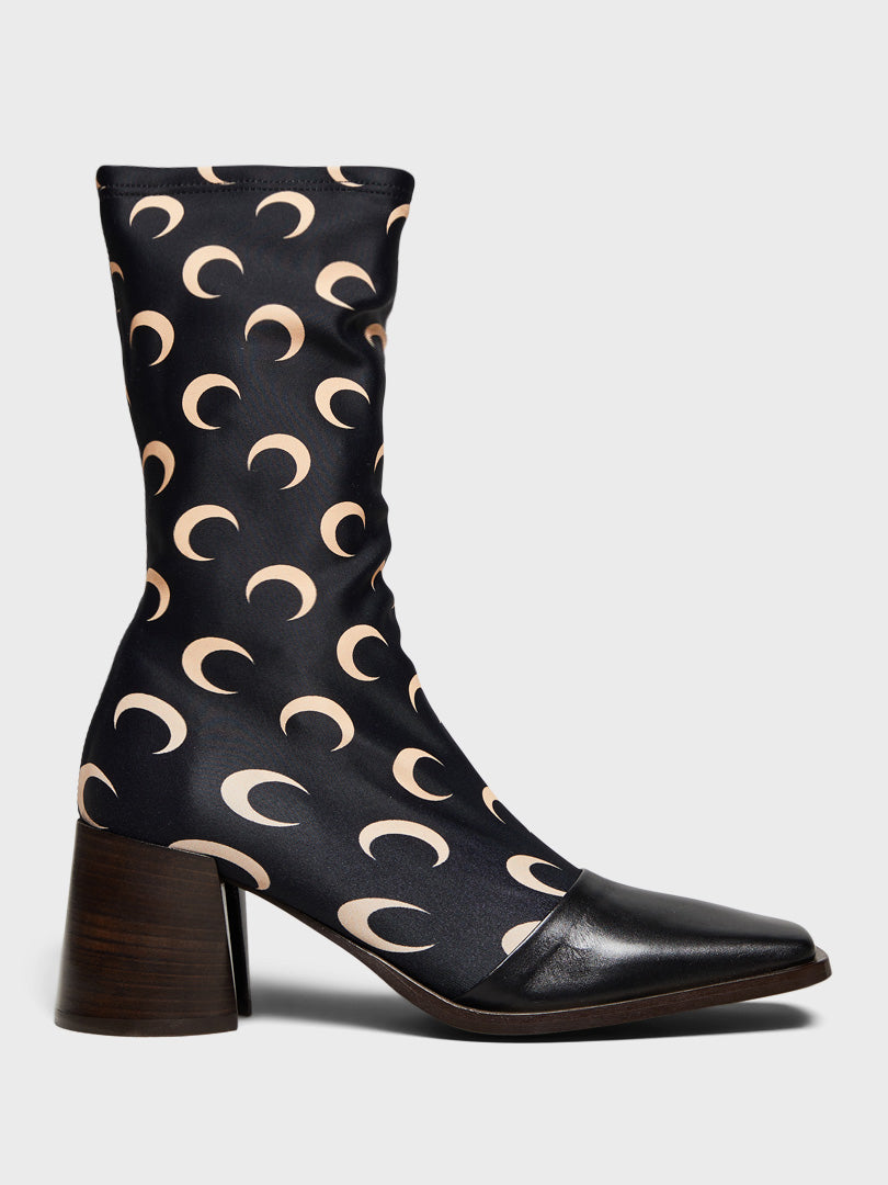Marine Serre - Regenerated All Over Moon Jersey Ankle Boots in IT99