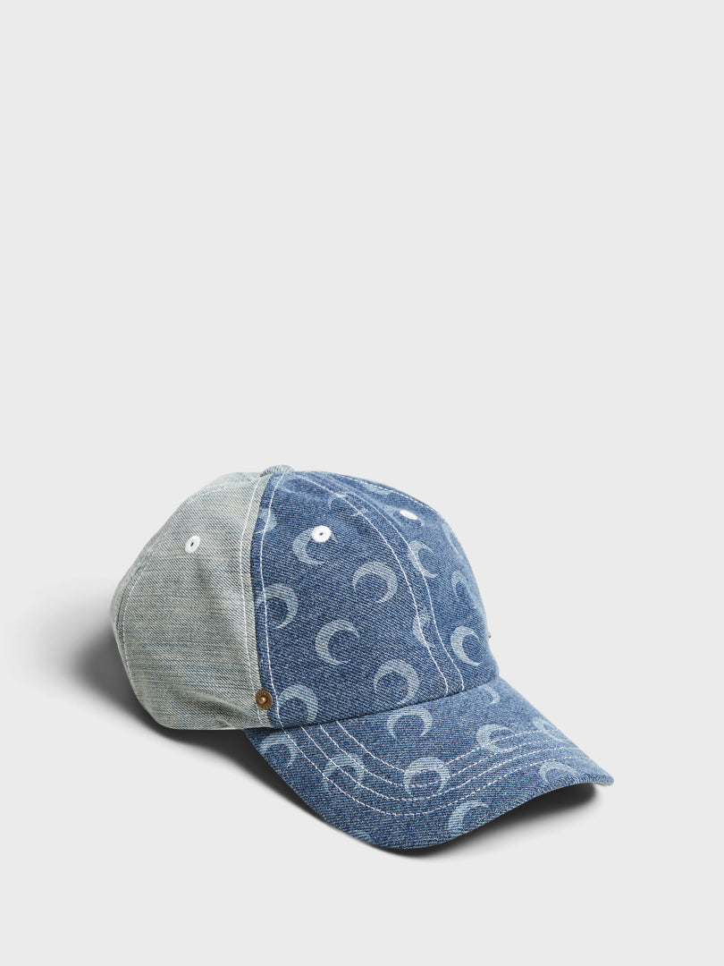 Regenerated Denim Baseball Cap in Grey