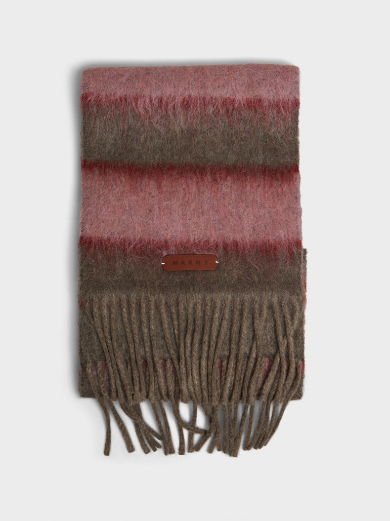 Wool Scarf in Brown and Pink