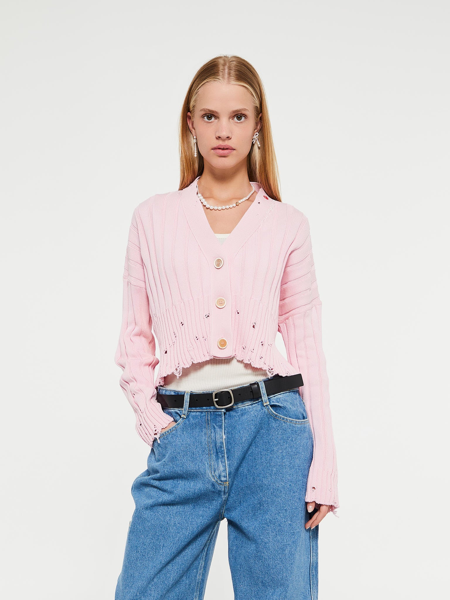 Elsie Hand Knit Cotton Cashmere Pink Heart Sweater – Udall International