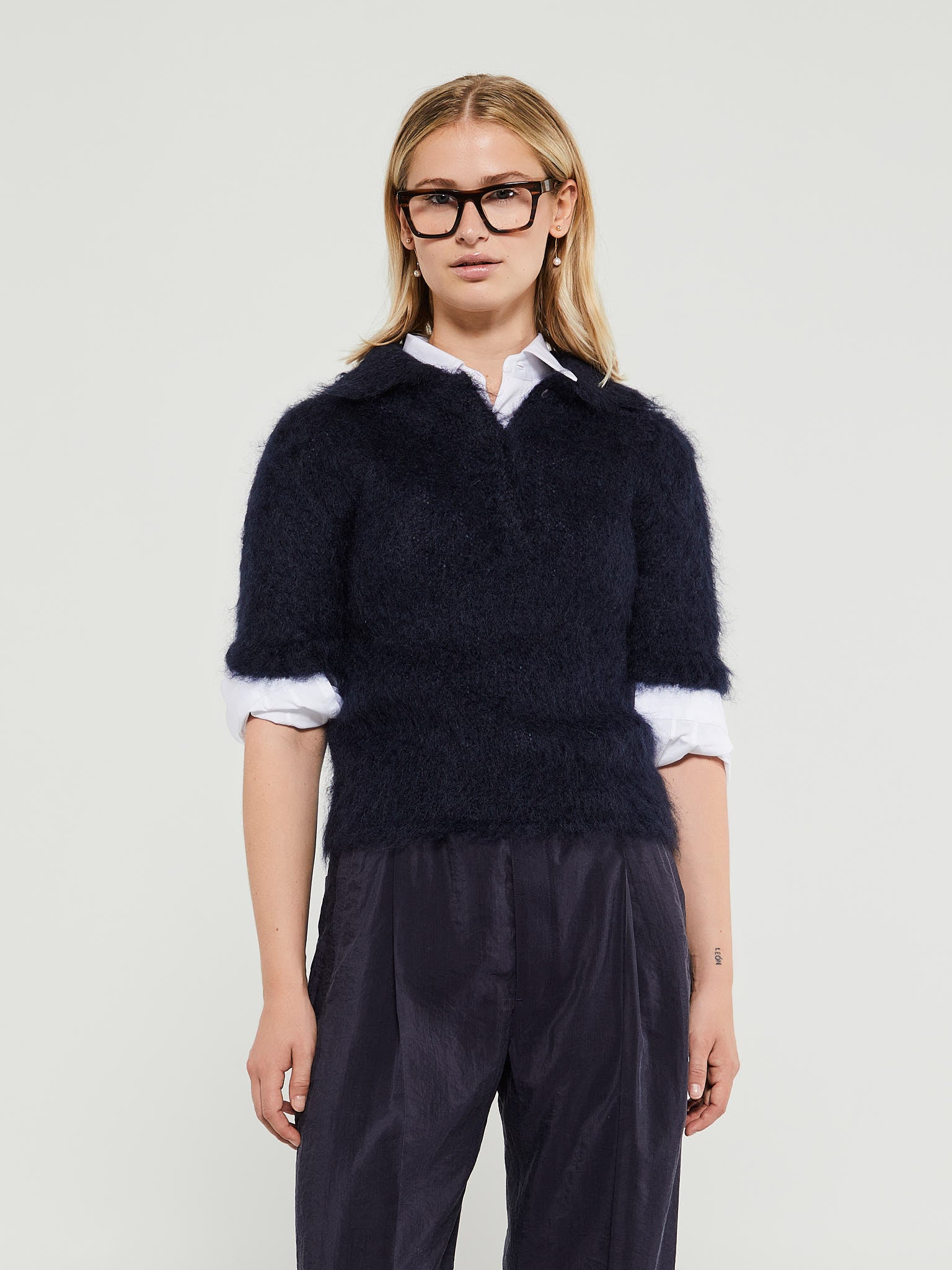 Marni - Mohair Polo Jumper in Navy