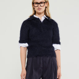 Marni - Mohair Polo Jumper in Navy