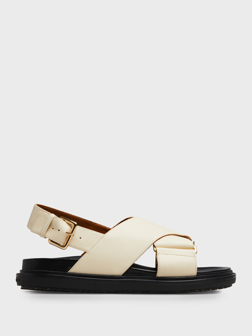 Marni - Fussbett Sandals in White and Black