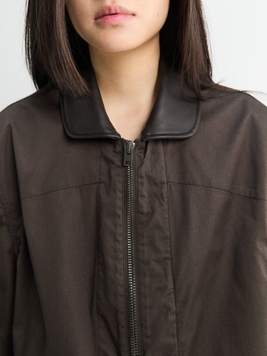 Lemaire - Leather Collar Blouson in Risretto