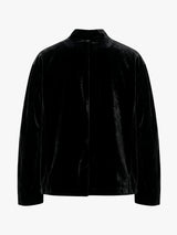 Meta Campania Collective - Julian Stand Collar Multi-Button Velvet Shirt Jacket in Black-Italian Velvet