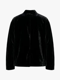Meta Campania Collective - Julian Stand Collar Multi-Button Velvet Shirt Jacket in Black-Italian Velvet