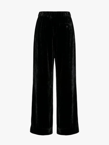 Meta Campania Collective - Trace Drawstring Pleated Trousers in Black-Italian Velvet