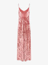 Meta Campania Collective - Alma Long Crushed Velvet Slip Dress in Dusty Rose-Italian