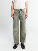 Meta Campania Collective - Milton Teawash Denim Carpenter Trousers in Blue Teawash