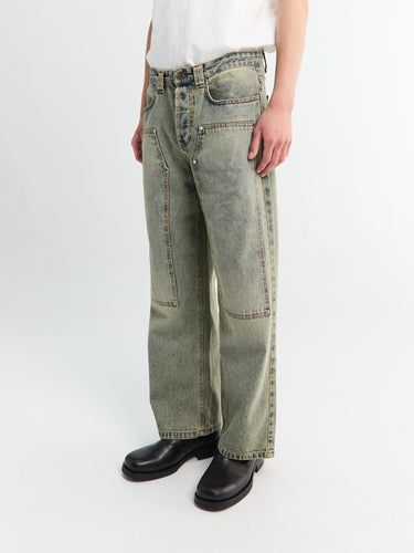 Meta Campania Collective - Milton Teawash Denim Carpenter Trousers in Blue Teawash