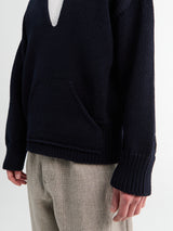 Meta Campania Collective - Ivan Chunky Cotton Rib Knit Fisherman Sweater in Midnight Blue